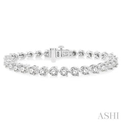 9 Ctw Round Cut Diamond 3-Prong Tennis Bracelet in 14K White Gold