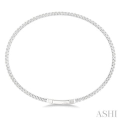 1 Ctw Round Cut Diamond Fullway Straight Flex Bangle in 14K White Gold