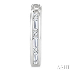 1/5 Ctw Baguette & Round Cut Diamond Channel Set Petite Huggie Earrings in 10K White Gold