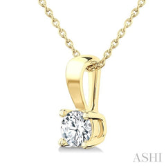 1/4 Ctw Prong Set Round Cut Diamond Solitaire Pendant With Chain in 14K Yellow Gold