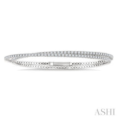 3 Ctw Crisscross Double Row Round Cut Diamond Fashion Bangle in 14K White Gold