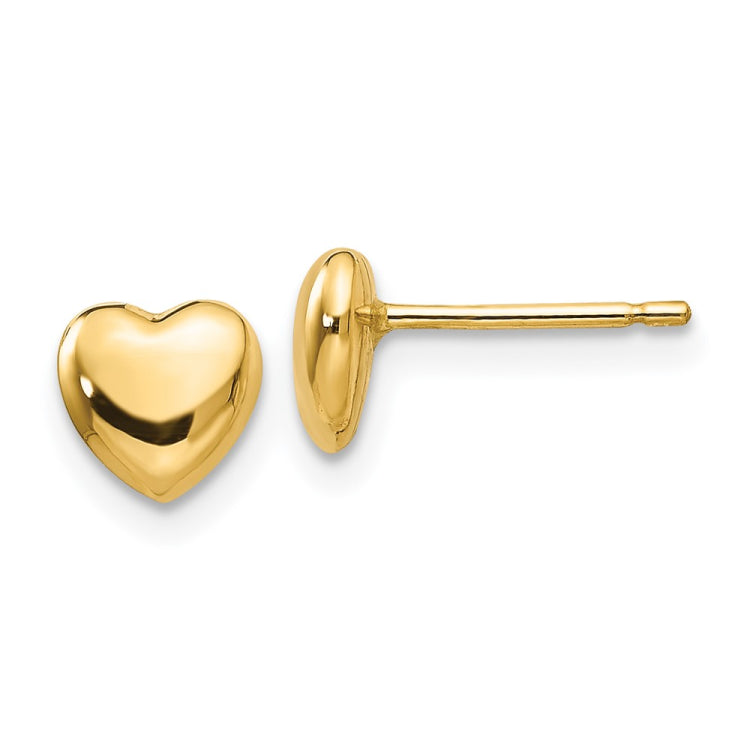14K 6mm Polished Heart Post Stud Earrings