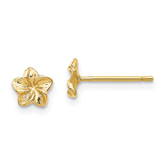 14k Small Plumeria Flower Post Earrings
