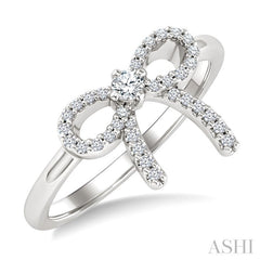 1/5 Ctw Round Cut Diamond Bow Fashion Ring in 10K White Gold