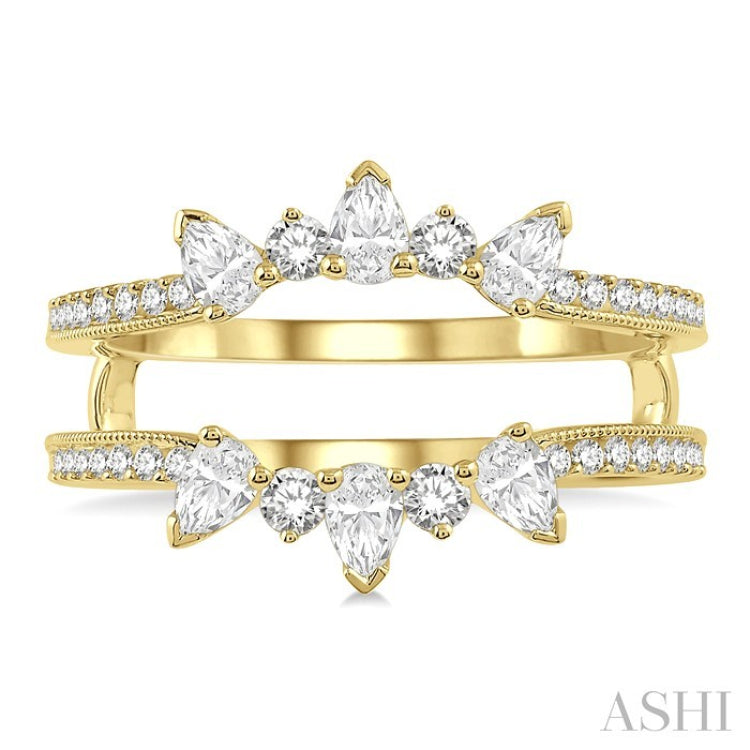 3/4 Ctw Pear and Round Cut Diamond Insert Ring in 14K Yellow Gold