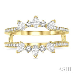 3/4 Ctw Pear and Round Cut Diamond Insert Ring in 14K Yellow Gold