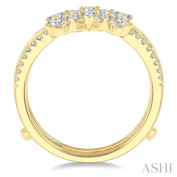3/4 Ctw Pear and Round Cut Diamond Insert Ring in 14K Yellow Gold