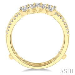 3/4 Ctw Pear and Round Cut Diamond Insert Ring in 14K Yellow Gold