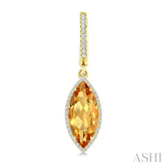16X7 MM Marquise Shape Citrine and 3/8 Ctw Round Cut Diamond Semi-Precious Earrings in 14K Yellow Gold
