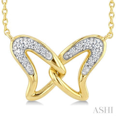 1/10 Ctw Round Cut Diamond Interlock Wings Pendant With Chain in 10K Yellow Gold