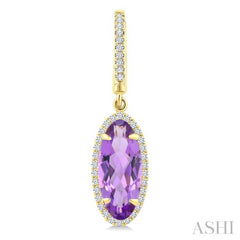 12X5 MM Oval Shape Amethyst and 1/3 Ctw Round Cut Diamond Semi-Precious Earrings in 10K Yellow Gold