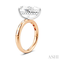 1/3 Ctw Pear Shape Baguette and Round Cut Diamond Semi-Mount Engagement Ring in 14K Rose and White Gold