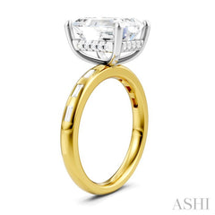 1/3 Ctw Emerald Shape Baguette and Round Cut Diamond Semi-Mount Engagement Ring in 14K Yellow and White Gold