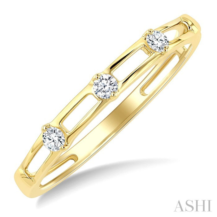 1/10 Ctw Open Window Frames Round Cut Diamond Stackable Fashion Band in 10K Yellow Gold