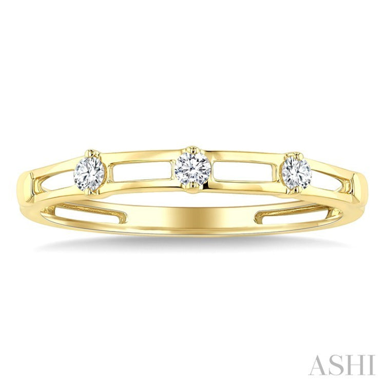 1/10 Ctw Open Window Frames Round Cut Diamond Stackable Fashion Band in 10K Yellow Gold
