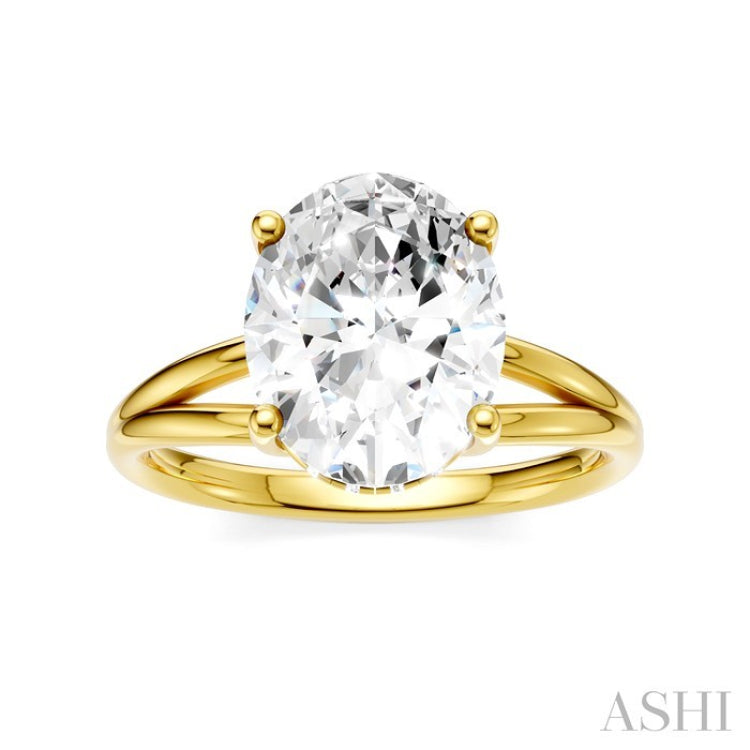 1/10 Ctw Akari Split Shank Oval Shape Round Cut Diamond Semi Mount Engagement Ring in 14K Yellow Gold