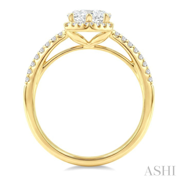 1/4 Ctw Vertical Marquise Shape Round Cut Diamond Semi Mount Engagement Ring in 14K Yellow Gold