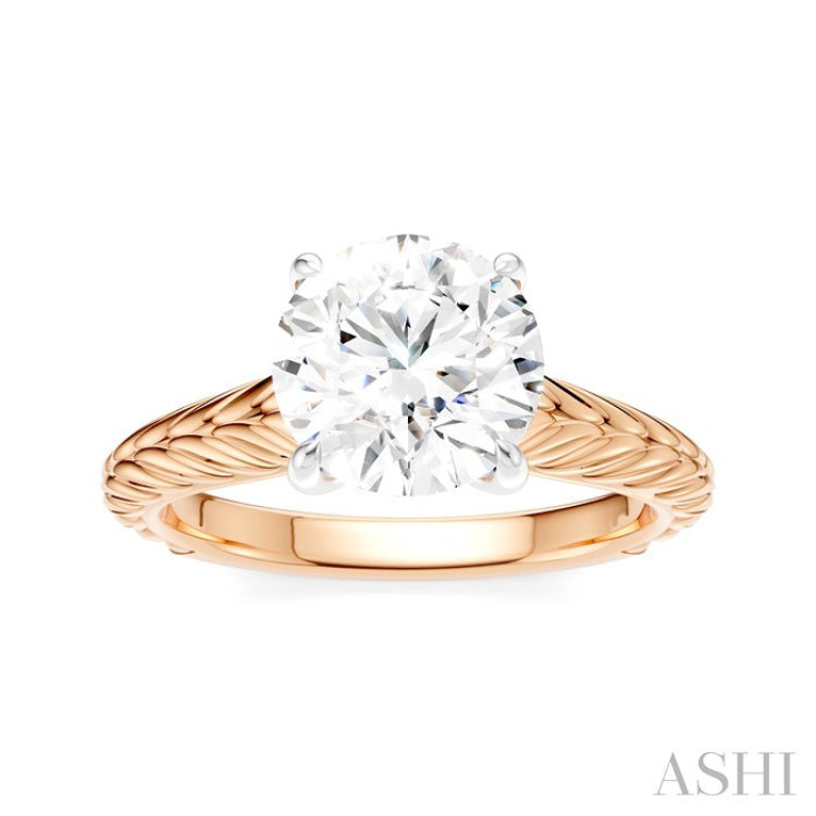 1/20 Ctw Circular Shape Round Cut Diamond Akari Wheat Shank Semi-Mount Engagement Ring in 14K Rose and White Gold