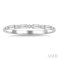 1/6 Ctw Baguette and Round Cut Diamond Link Stackable Fashion Band in 10K White Gold