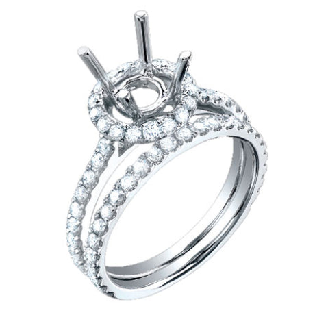 1.00ct 18k White Gold Diamond Semi-mount Ring 2-pc
