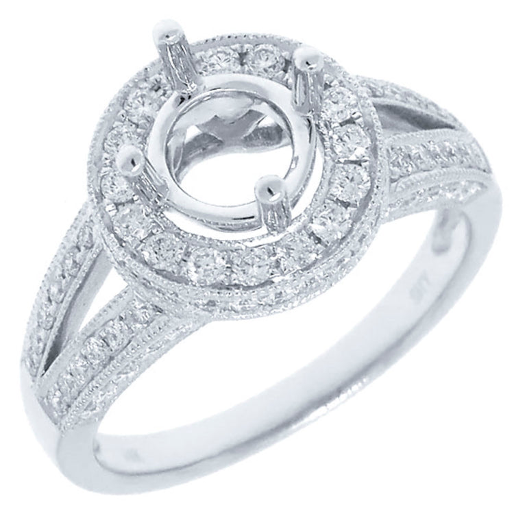 0.76ct 14k White Gold Diamond Semi-mount Ring