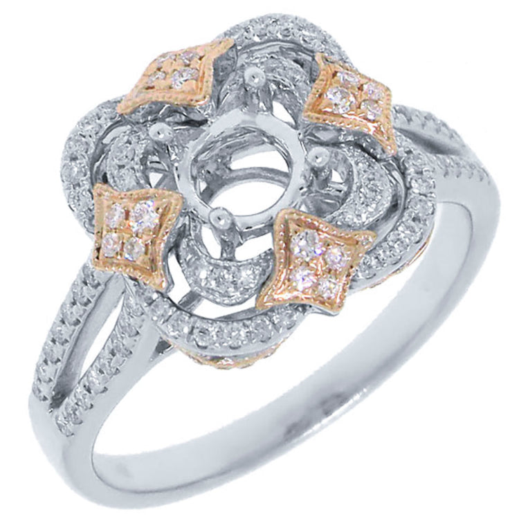0.33ct 14k Two-tone Rose Gold Diamond Semi-mount Engagement Ring