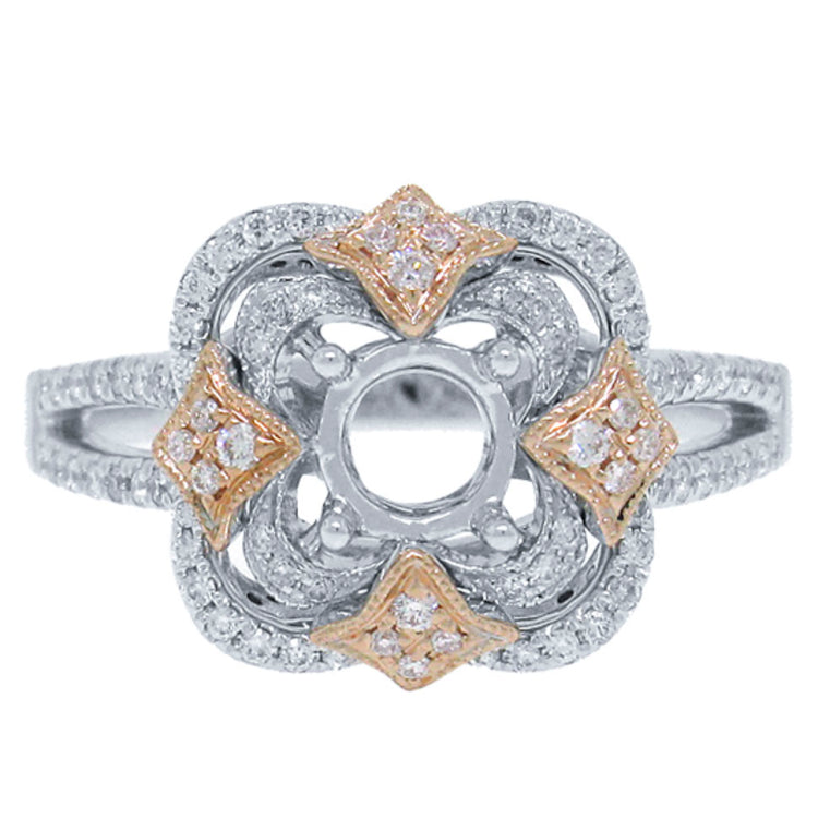 0.33ct 14k Two-tone Rose Gold Diamond Semi-mount Engagement Ring