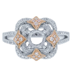 0.33ct 14k Two-tone Rose Gold Diamond Semi-mount Engagement Ring
