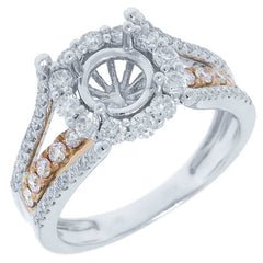 0.94ct 14k Two-tone Rose Gold Diamond Semi-mount Ring