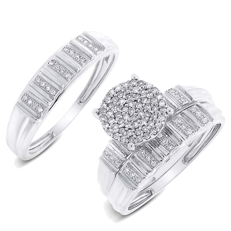 0.31ct 14k White Gold Diamond Trio Set Pave