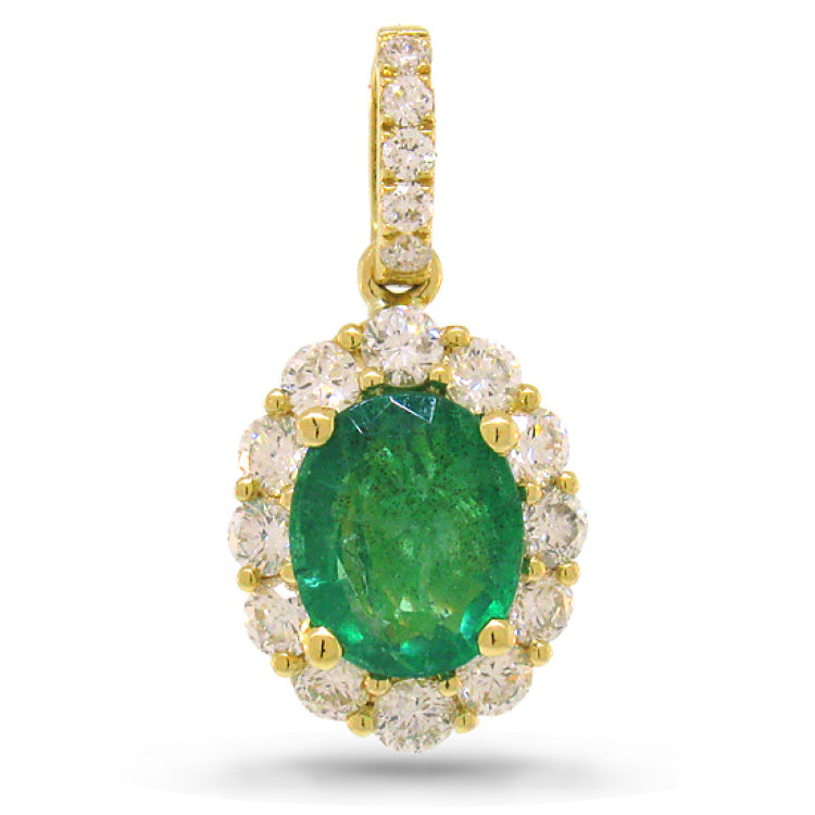 0.50ct Diamond & 0.96ct Emerald 14k Yellow Gold Pendant