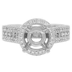 0.66ct 14k White Gold Diamond Semi-mount Ring Size 6.5