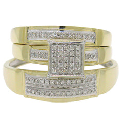 0.22ct 14k Yellow Gold Diamond Trio Set Pave