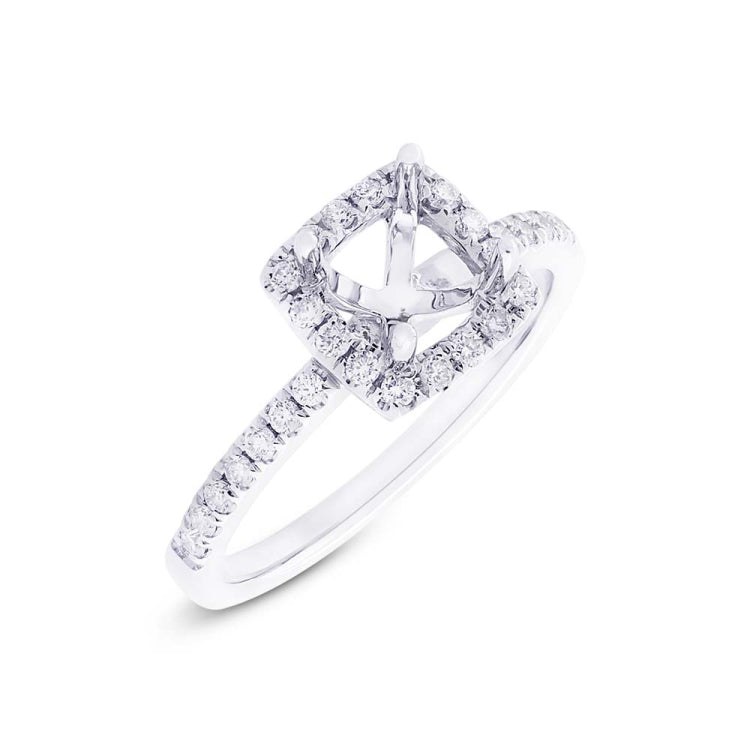 0.30ct 14k White Gold Diamond Semi-mount Ring for 5.5x5.5mm Center