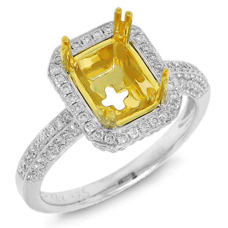 0.62ct 14k Two-tone Gold Diamond Semi-mount Ring