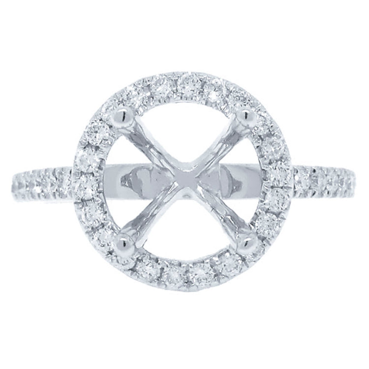 0.38ct 18k White Gold Diamond Semi-mount Ring for 2.00ct Center