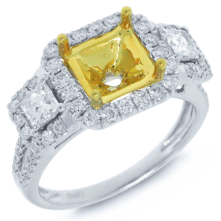 1.03ct 14k Two-tone Gold Diamond Semi-mount Ring
