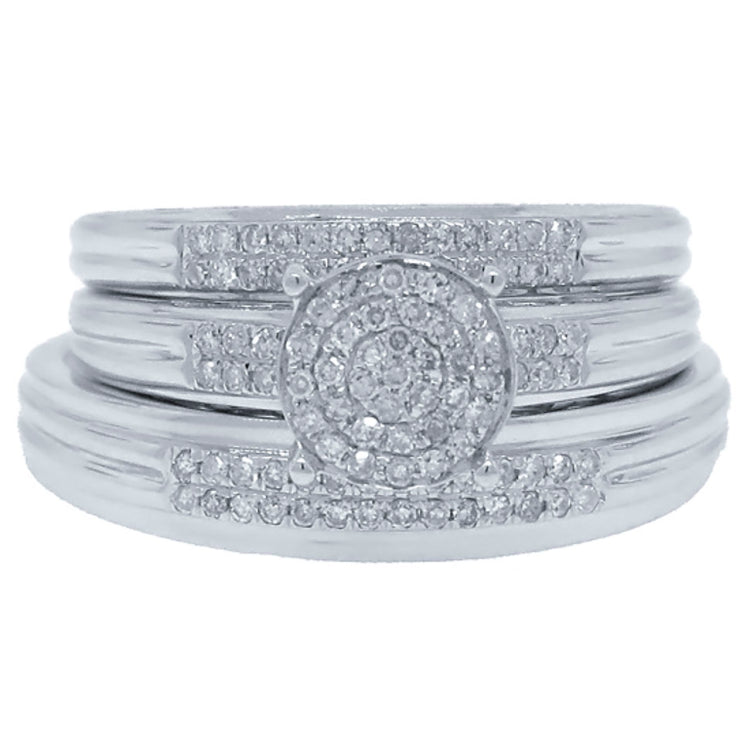 0.34ct 14k White Gold Diamond Trio Set Pave