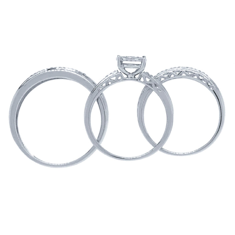 0.34ct 14k White Gold Diamond Trio Set Pave