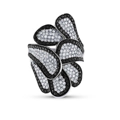 2.60ct 14k White Gold Black & White Diamond Leaf Ring