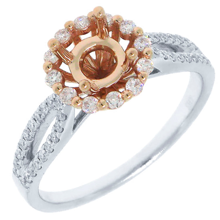 0.36ct 14k Two-tone Rose Gold Diamond Semi-mount Ring