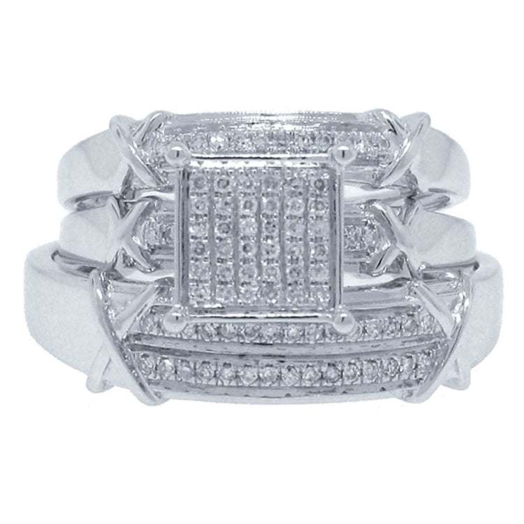 0.21ct 14k White Gold Diamond Trio Set Pave