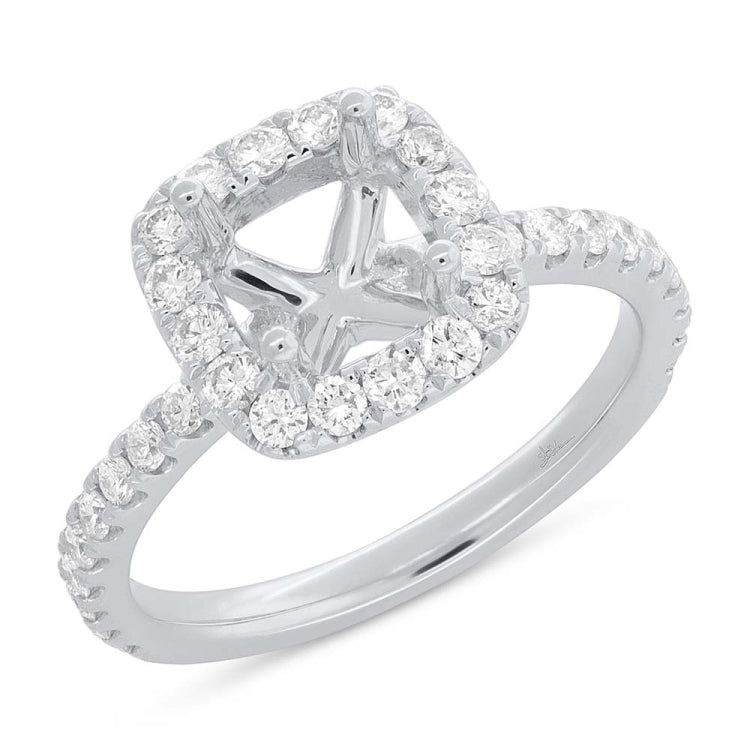 0.73ct 14k White Gold Diamond Semi-mount Ring for 6.5x6.5mm Center