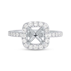 0.73ct 14k White Gold Diamond Semi-mount Ring for 6.5x6.5mm Center