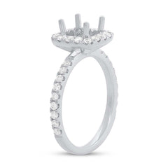 0.73ct 14k White Gold Diamond Semi-mount Ring for 6.5x6.5mm Center