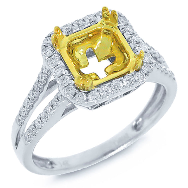0.36ct 14k Two-tone Gold Diamond Semi-mount Ring