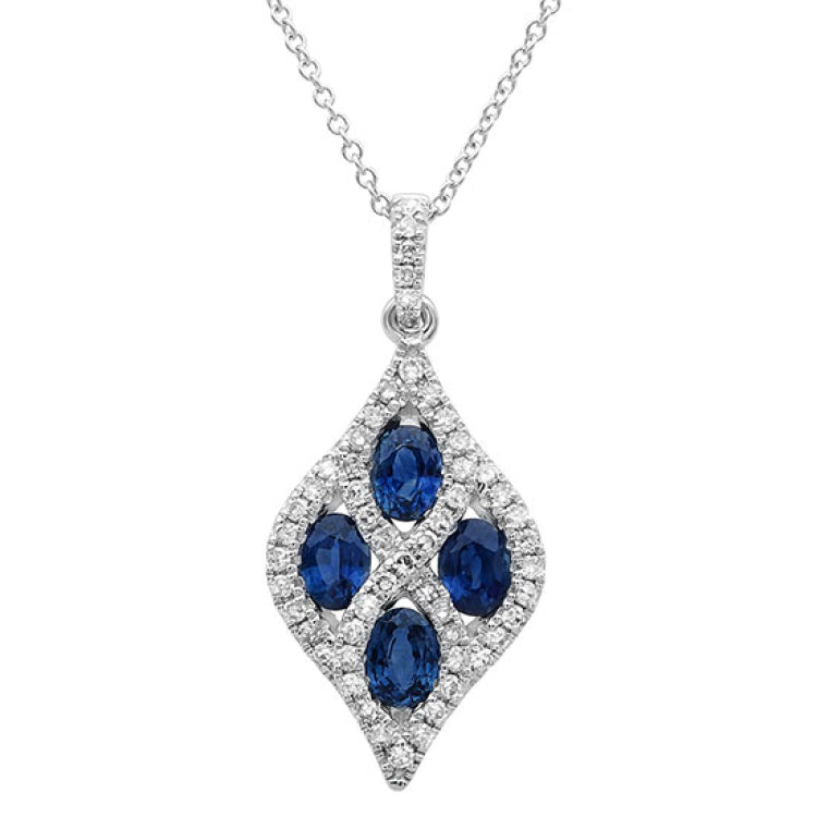 0.26ct Diamond & 0.82ct Blue Sapphire 14k White Gold Pendant