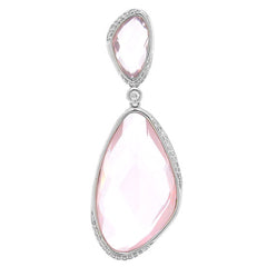 0.18ct Diamond & 24.31ct Rose Quartz 14k White Gold Pendant