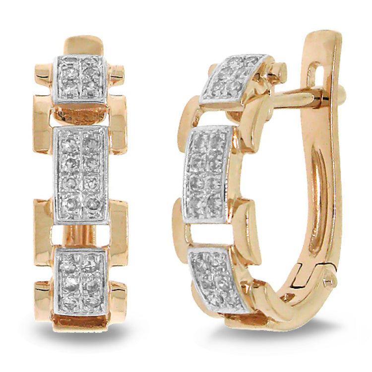 0.19ct 14k Rose Gold Diamond Link Earring