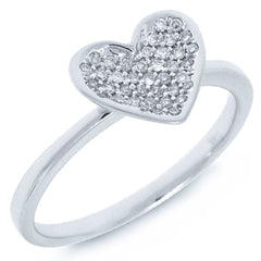 0.13ct 14k White Gold Diamond Pave Heart Ring
